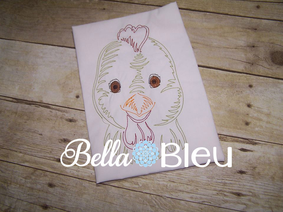 Farm Rooster Machine Embroidery Design Colorwork Redword