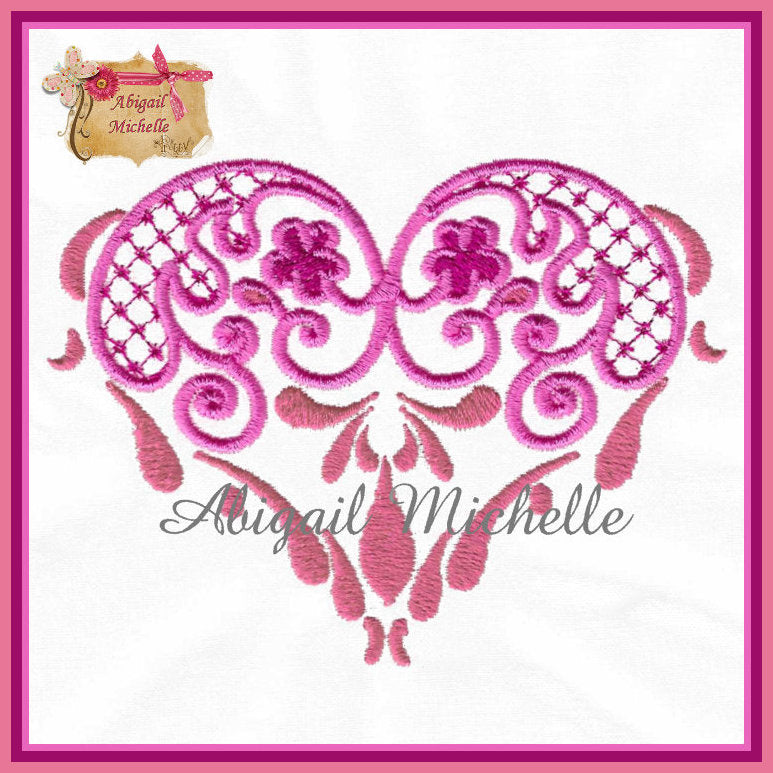 Delicate Heart Flourish for Machine Embroidery