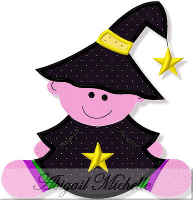 Baby Witch Applique Embroidery Design