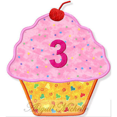 Birthday Cupcake Numbers Set Applique