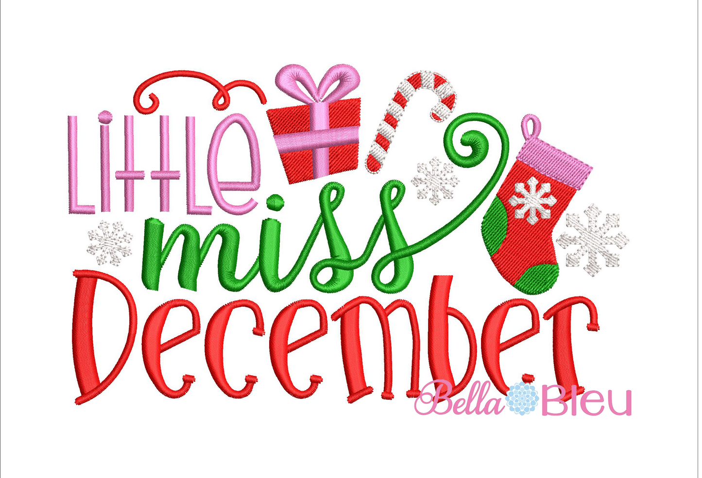 Christmas Little Miss December Machine Embroidery design