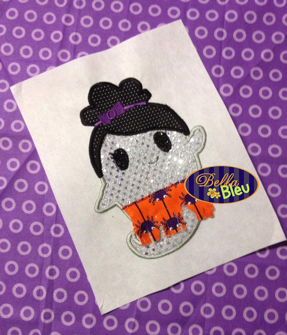 Halloween Ballerina Ghost in tutu Machine Applique Embroidery Designs