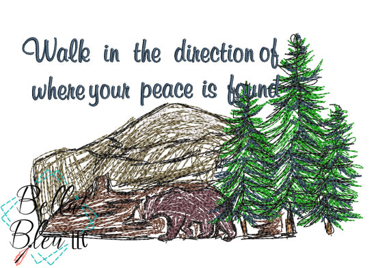 Walk in the direction where you peace is found nature scribble design