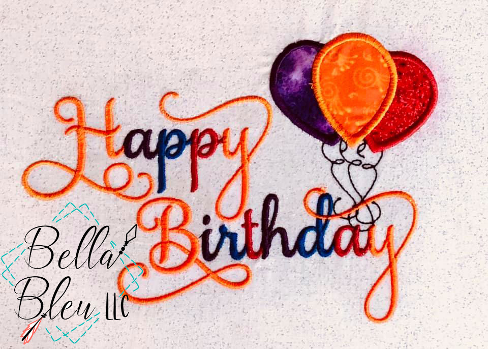 Happy Birthday Balloons Applique