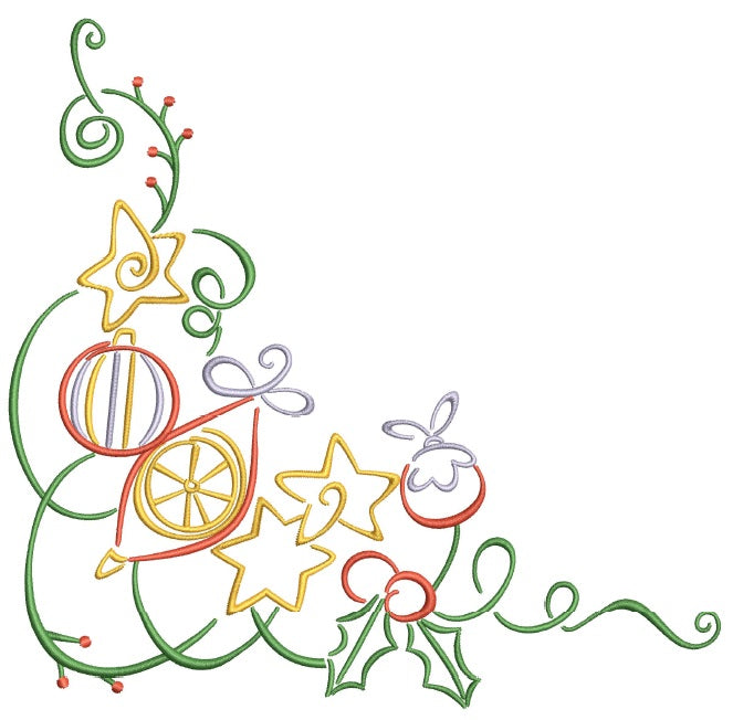 Christmas Corner Monogram Swag Machine Embroidery Design