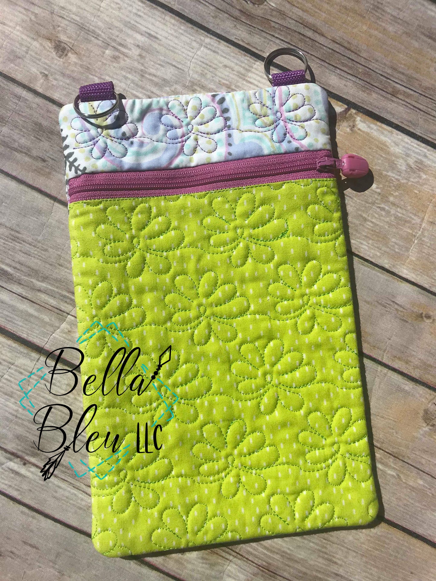 ITH In the Hoop Floral Quilt Stipple Purse 5x7 machine embroidery design zipper bag