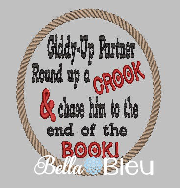 Giddy Up Cowboy Reading Book Pillow Saying machine Embroidery design Rope Western Frame