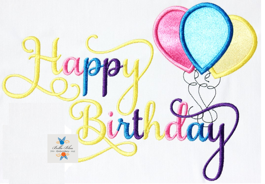 Happy Birthday Balloons Applique