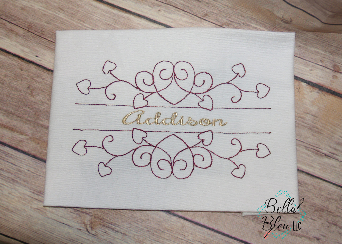 Beautiful Bean Stitch Split Heart Frame Valentines Day stitch monogram frame 8x12