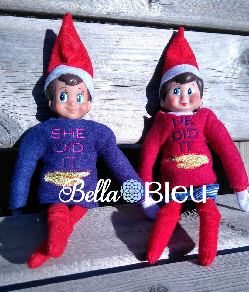 ITH She did it Elf Sweater shirt machine embroidery design