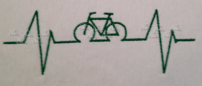 EKG Heartbeat of a Biker Bike fill machine Embroidery Design