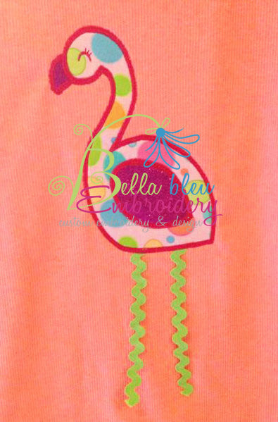 Flamingo Bird Applique and Fill Embroidery Designs Design 4 sizes