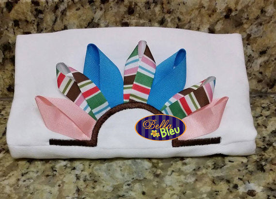 ITH in the hoop Thanksgiving Ribbon Turkey Butt behind backside machine embroidery