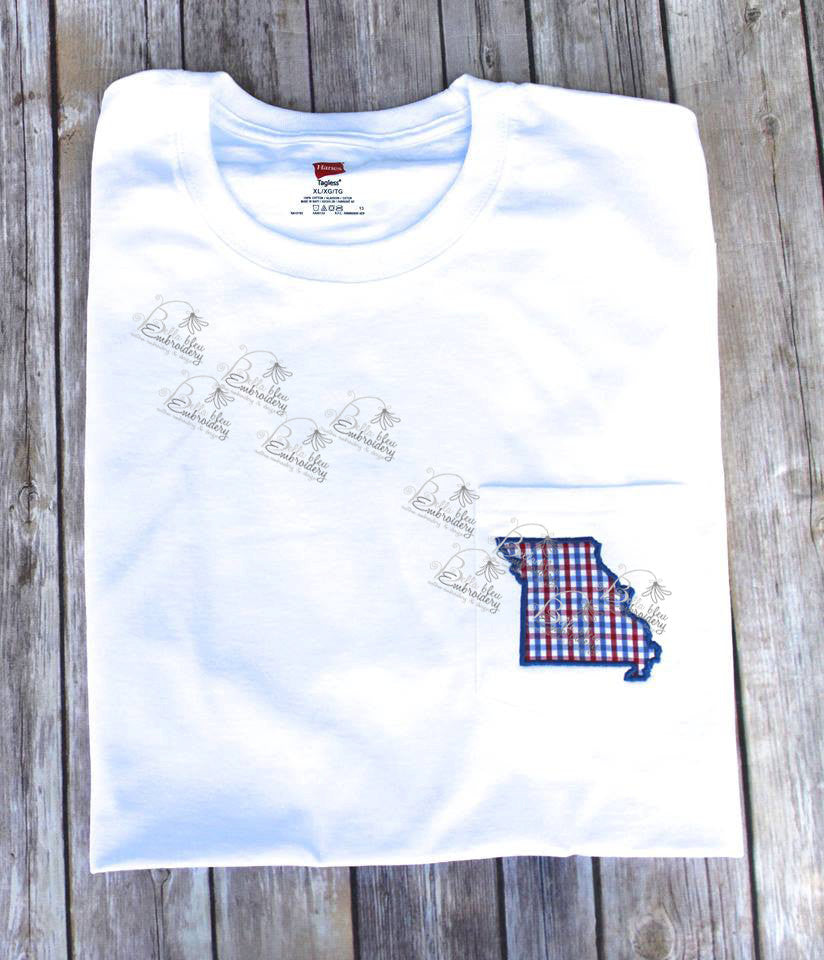 Missouri State Applique Embroidery Design Monogram