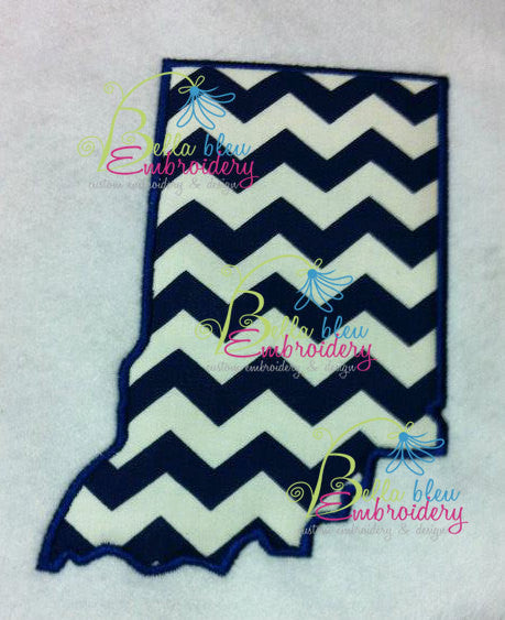 Indiana State Applique Embroidery Design Monogram