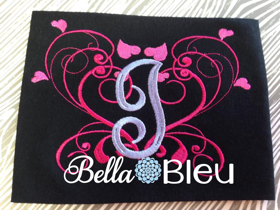 Heart Wreath Monogram Font Machine Embroidery Design