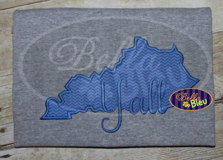 Kentucky State Applique with Y'all Signature Embroidery Design Monogram