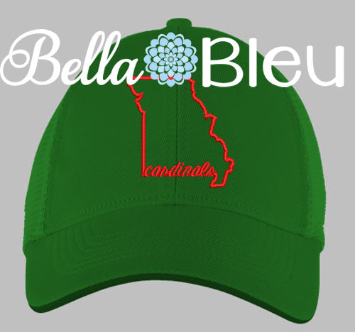 State of Missouri with Signature Cardinals baseball hat cap machine embroidery design