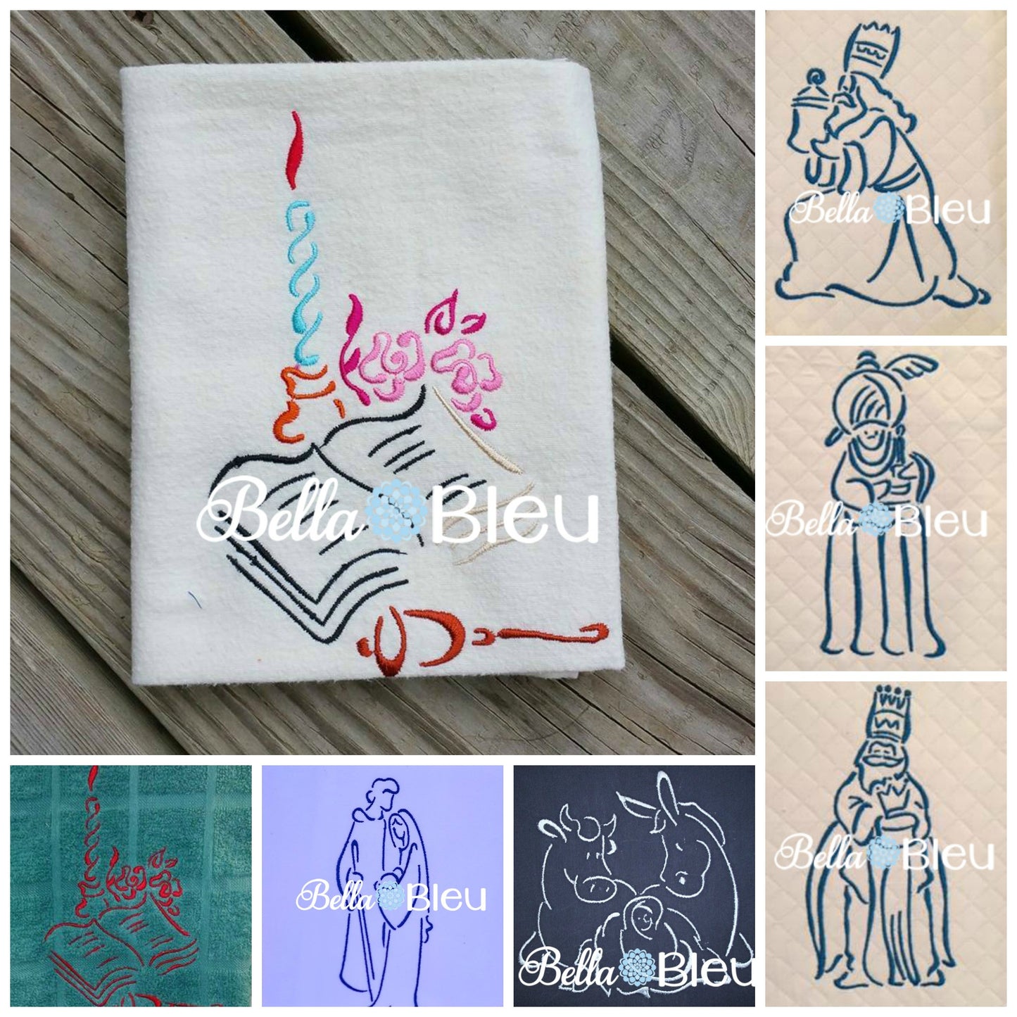 Christmas Redwork Colorwork Nativity Set Religious Machine Applique Embroidery Design