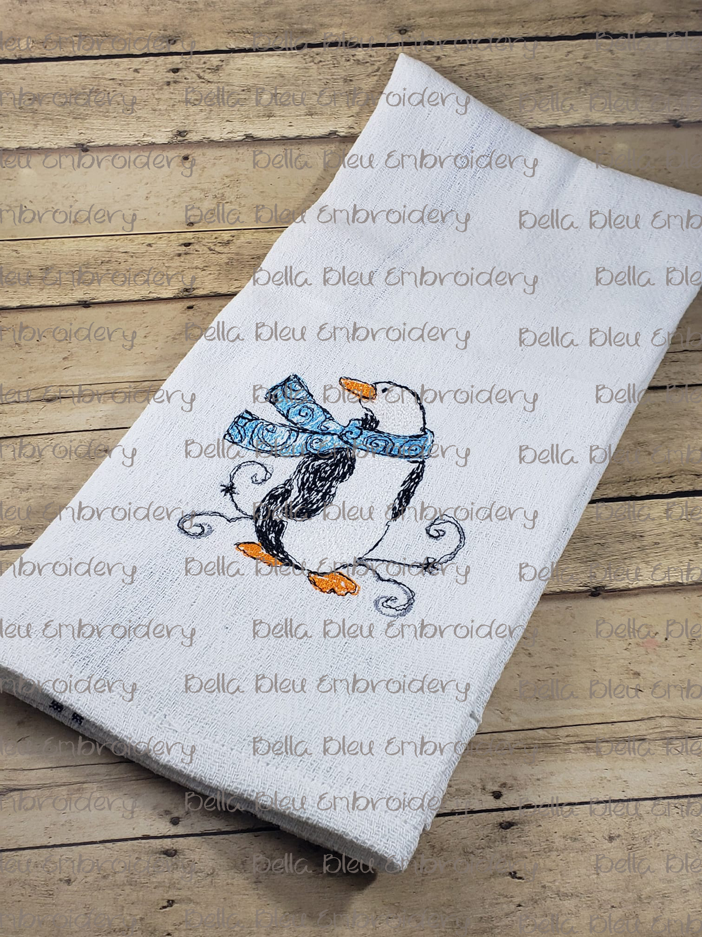 Christmas Penguin with Scarf Scribble