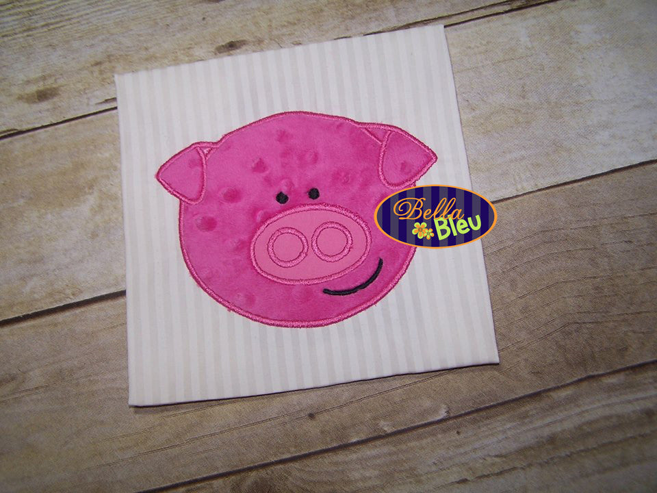 Farm yard Pig Applique Machine Embroidery design