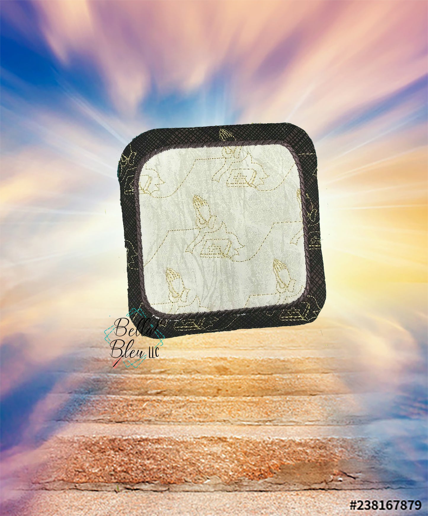 ITH Praying Hands Religious Stipple Mug Rug