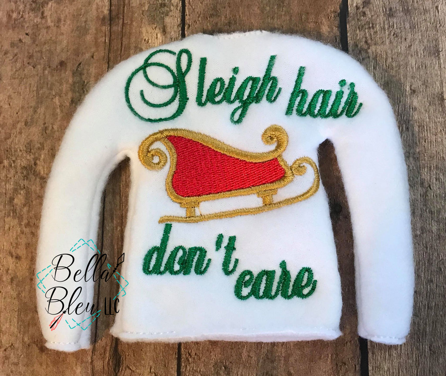 ITH Elf "Sleigh Hair Don't Care" Sweater Shirt machine embroidery design