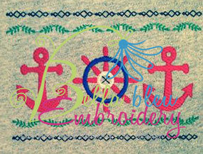 Faux Smocking Smock Smocked Nautiful Anchor and Wheel Machine Embroidery Design