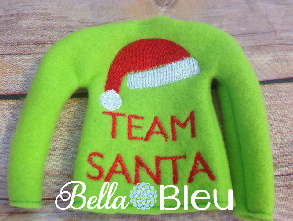 ITH Elf "Team Santa" Christmas Sweater Shirt Machine Embroidery Design
