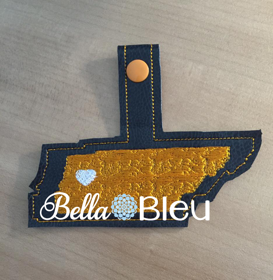 Tennessee State Music pattern filled key fob key chain machine embroidery in the hoop design