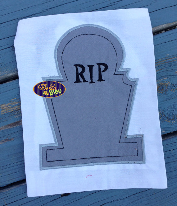 Halloween RIP Tombstone headstone Monogram Machine Applique Embroidery Design