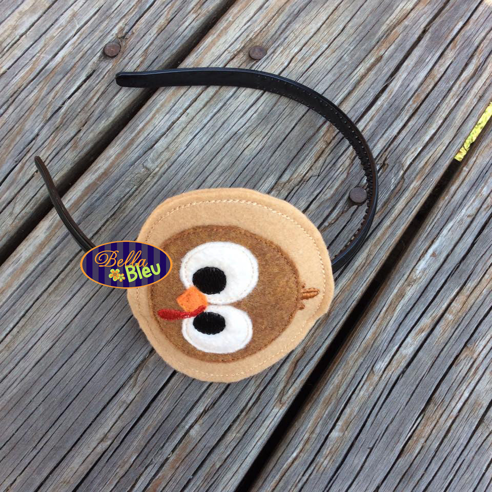 ITH in the hoop Thanksgiving Turkey Headband Topper Slider Applique machine embroidery