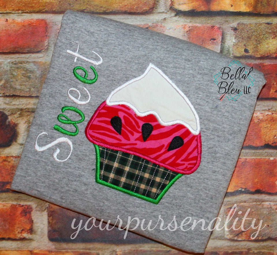 Watermelon Cupcake applique Machine Embroidery design