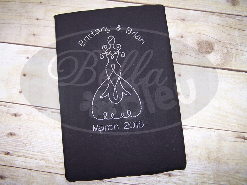 Wedding Dress Redwork Machine Embroidery Design