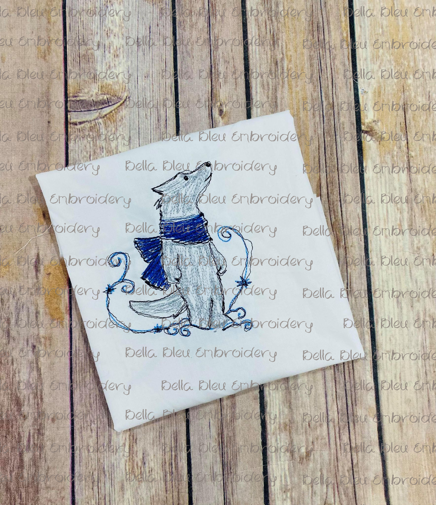 Christmas Wolf with Scarf Scribble