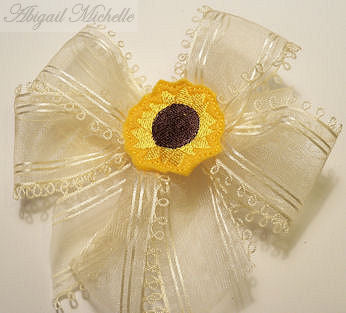 Sunflower Feltie Clippie and Bow Center ITH