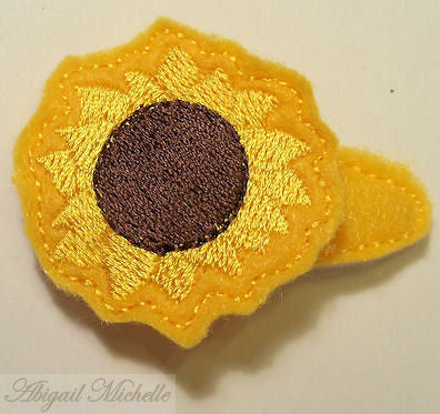 Sunflower Feltie Clippie and Bow Center ITH