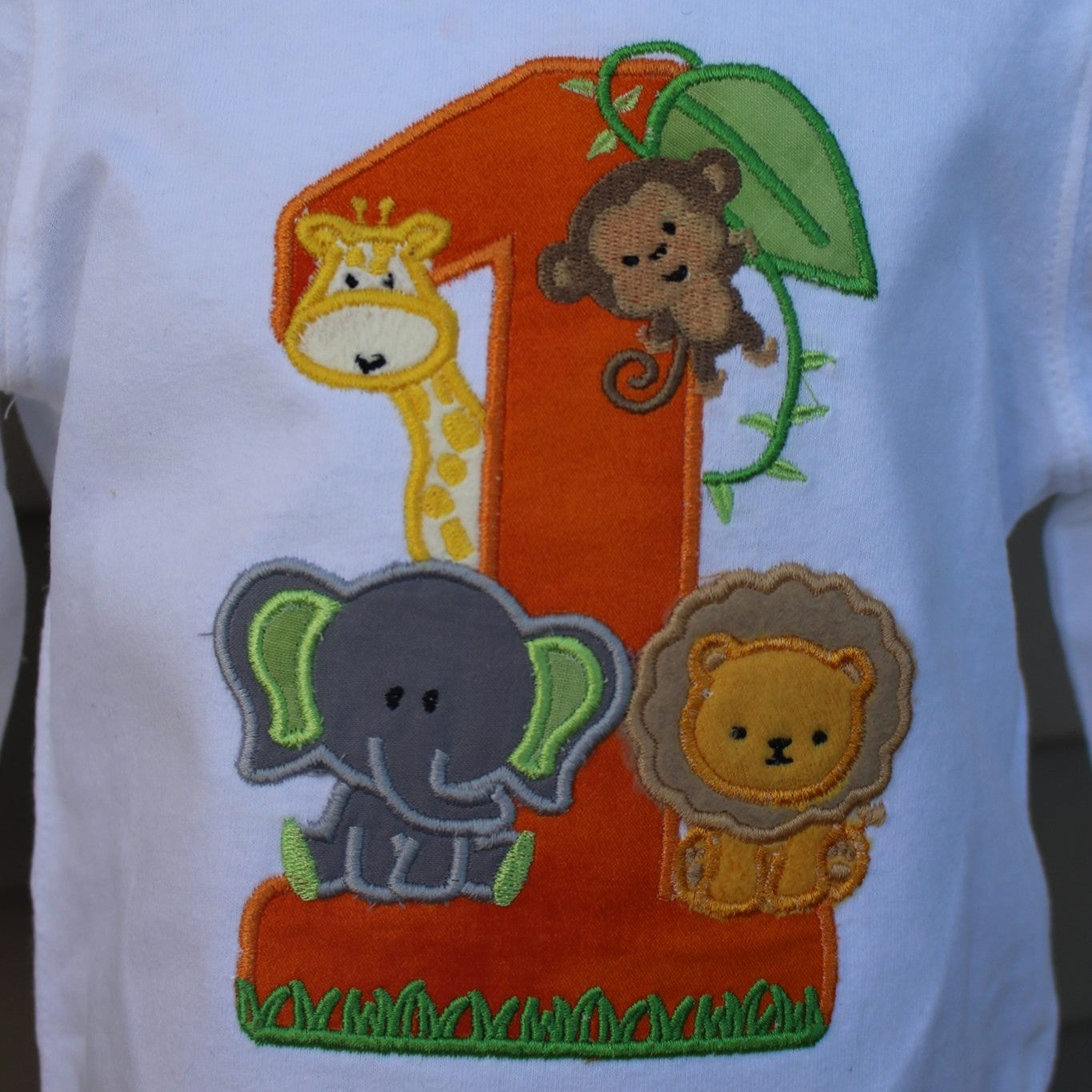 KRD Jungle Safari Zoo Birthday Applique Number 1