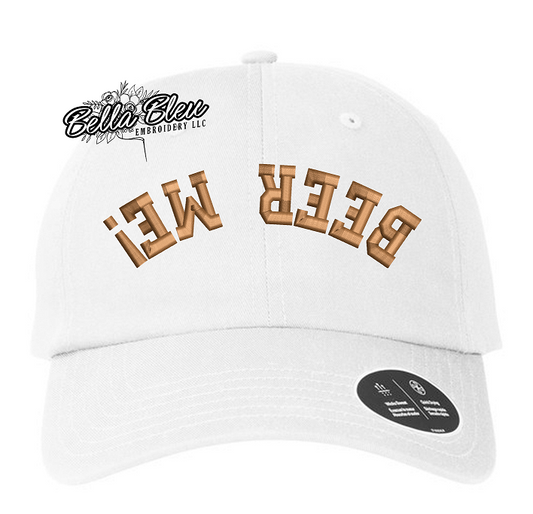 Beer Me Upside Down Hat embroidery design
