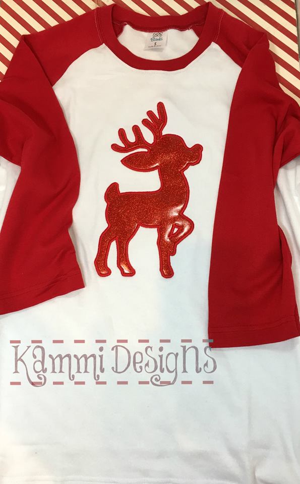 KRD Christmas Reindeer Silhouette 1 Applique and Filled