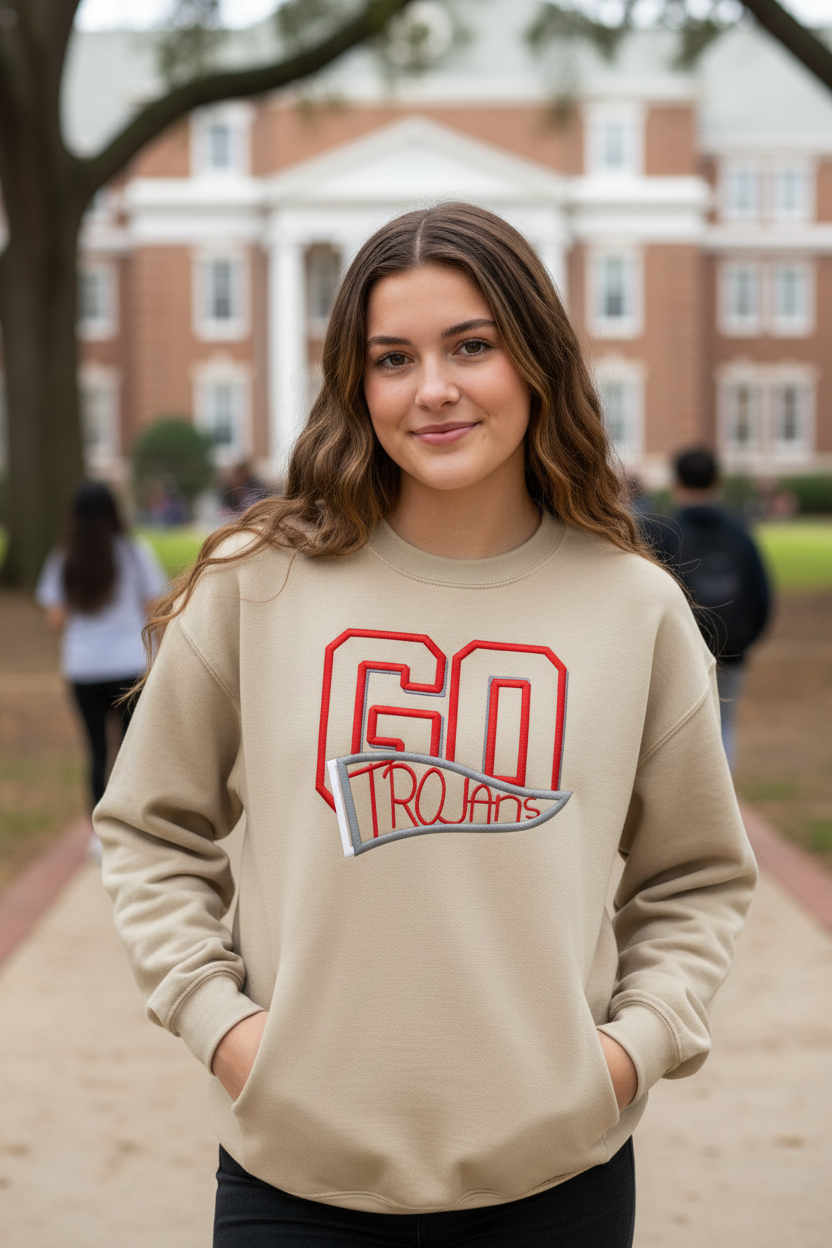 Go Trojans Pennant Applique