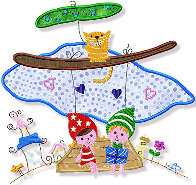 Fairytale Whimsy Cat Swing Applique