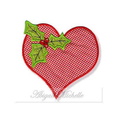 Holly Heart Applique - 3 Sizes!