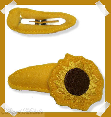 Sunflower Feltie Clippie and Bow Center ITH
