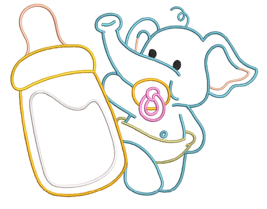 Tender Elephant Baby Outline
