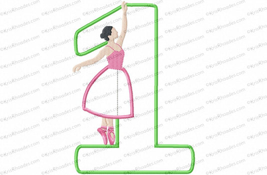 KRD Music Box Ballet Dancer 1st Birthday Number