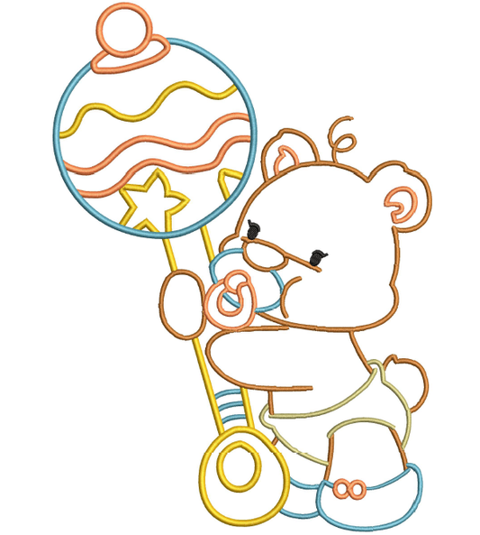 Tender Teddy Bear Baby Outline