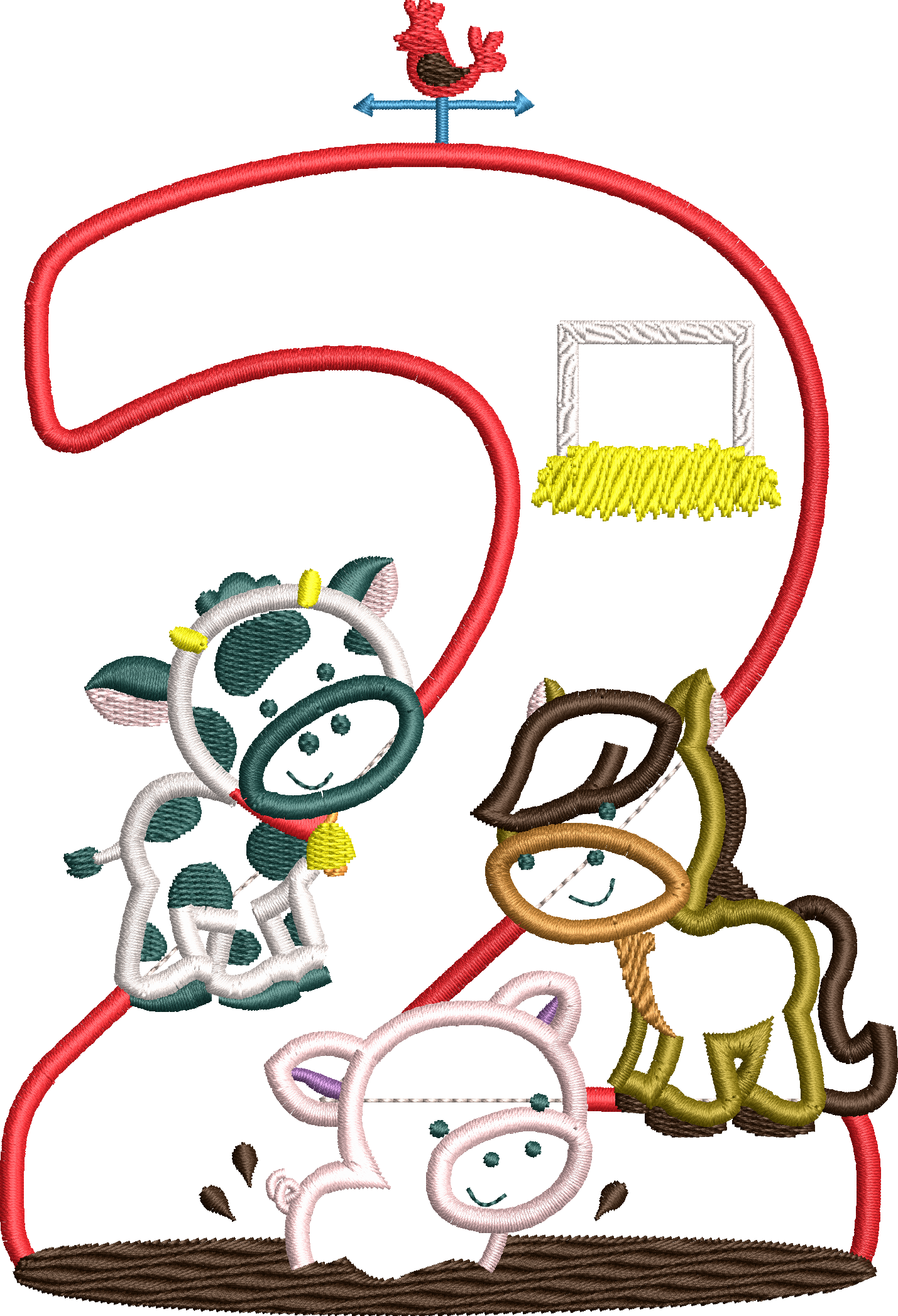 KRD Farm Animals Birthday Applique Number 2