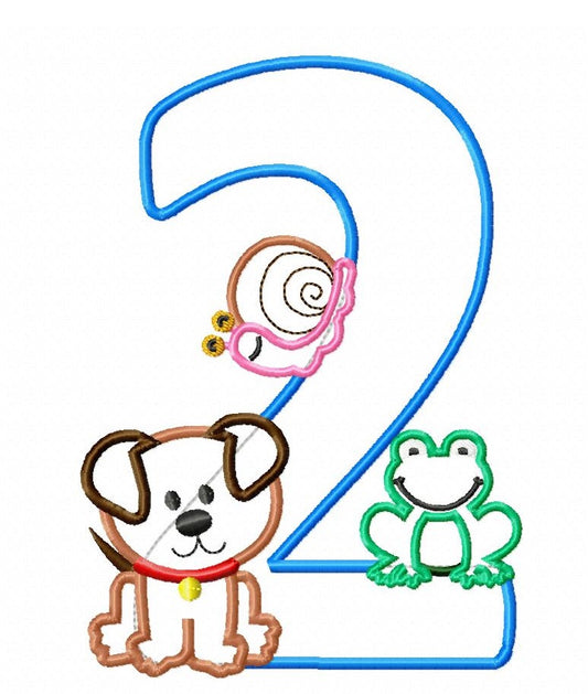 KRD Frog, Snails & Tails Birthday Applique Number 2