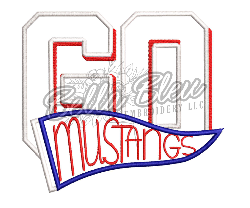 Go Mustangs Pennant Applique